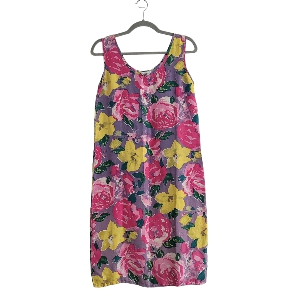 VTG 90s Silk 5/6 Floral Tank‎ Dress Summer Shift